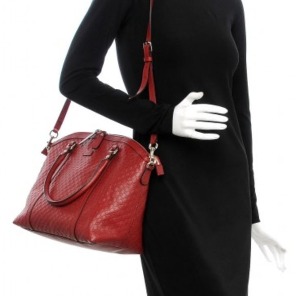 Gucci Soft Microguccissima Dome Satchel in Red NEW W DUST BAG - Picture 11 of 12